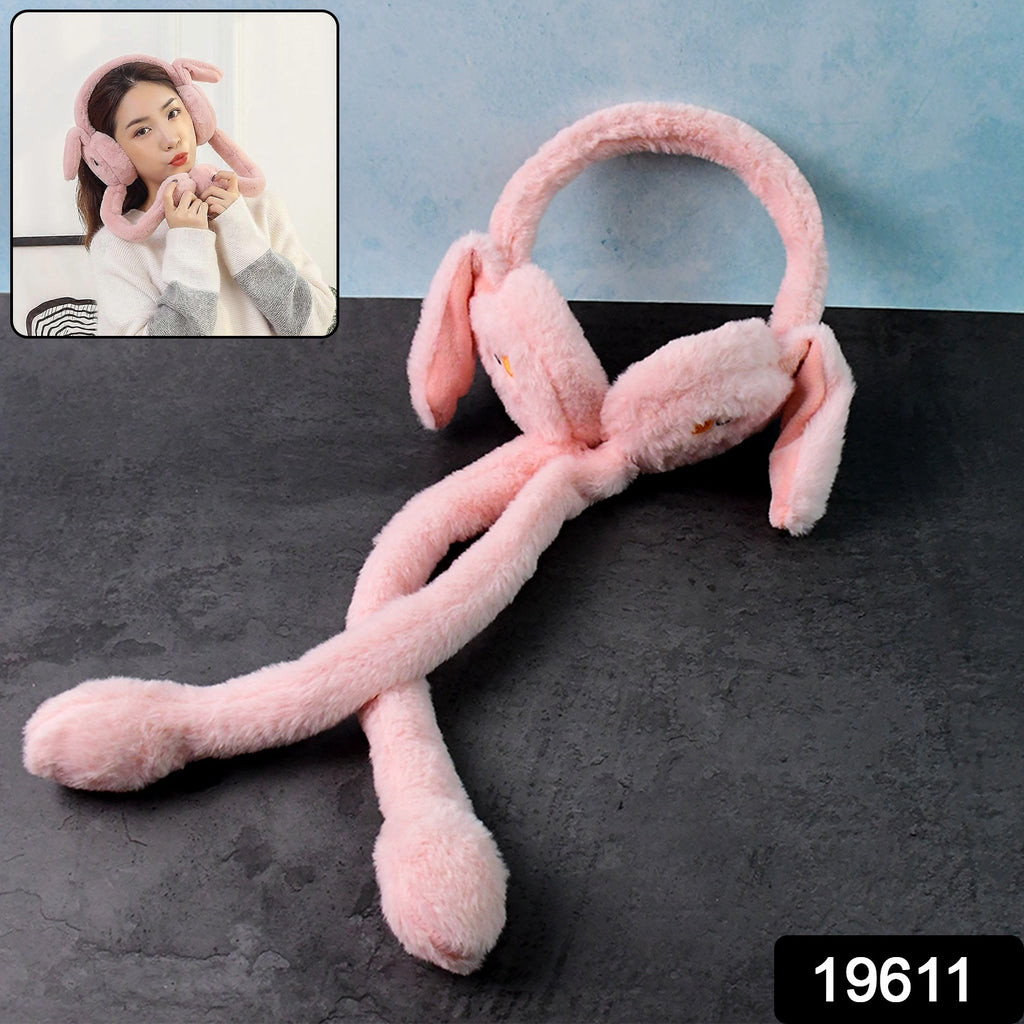 Cute Jumping Rabbit Ear Plush Winter Earmuffs (1 Pc)